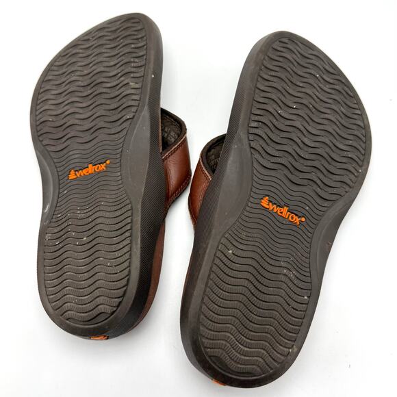Wellrox Cloud Sandals Womens Sz 7 Brown Leather Toe Separator Comfort Ergonomic - Picture 5 of 8